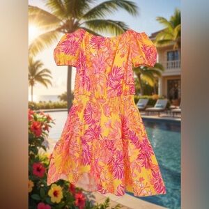 NWT Lilly Pulitzer Jesiba Romper XL Calla Yellow Floral Coral $198